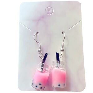 Pink & Black Boba Earrings